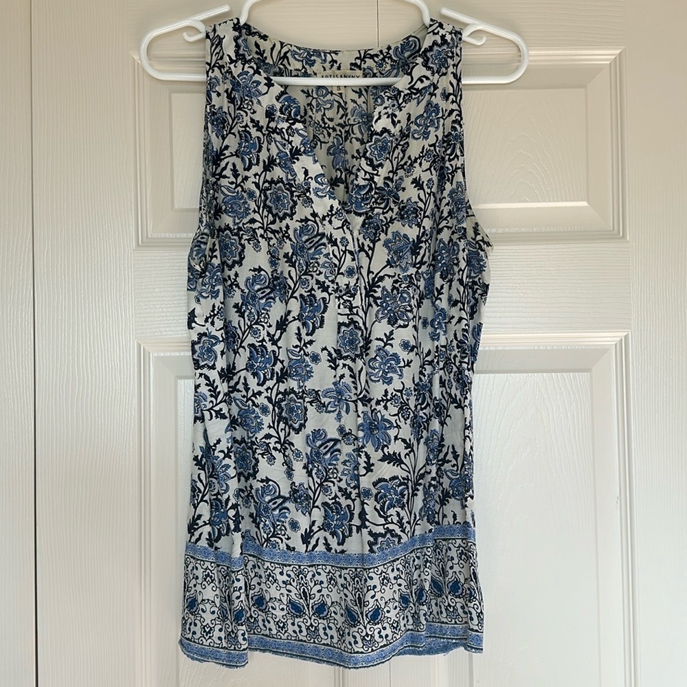 Blue Paisley Tank top Blouse